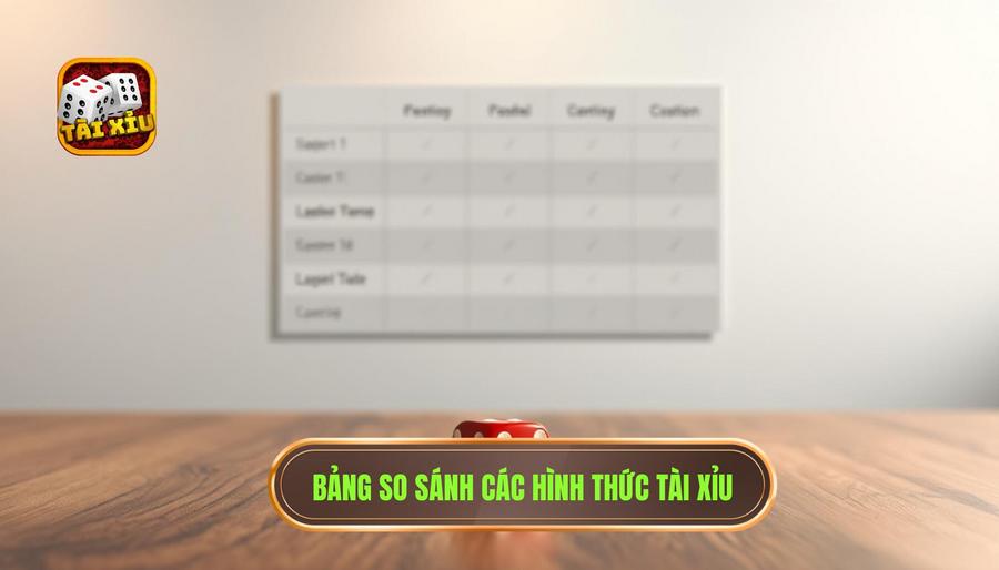 Bảng so sánh các hình thức chơi Tài Xỉu